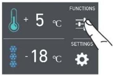 + 5 °C - 18 °C FUNCTIONS SETTINGS