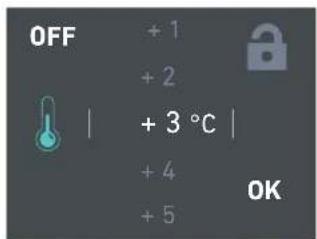 OFF + 1 + 2 | + 3 °C | + 4 + 5 OK