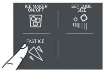 ICE MAKER ON/OFF SET CUBE SIZE FAST ICE