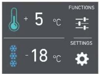 + 5 °C - 18 °C FUNCTIONS SETTINGS