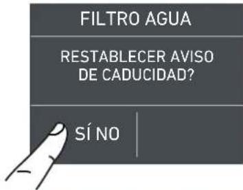 FILTRO AGUA RESTABLECER AVISO DE CADUCIDAD? SÍ NO