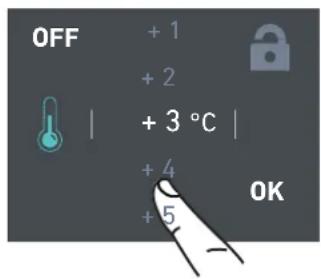 OFF + 1 + 2 + 3 °C | + 4 + 5 OK