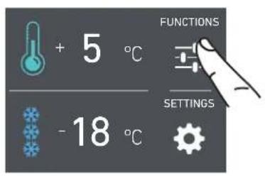 + 5 °C - 18 °C FUNCTIONS SETTINGS