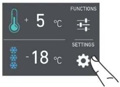 + 5 °C -18 °C FUNCTIONS SETTINGS