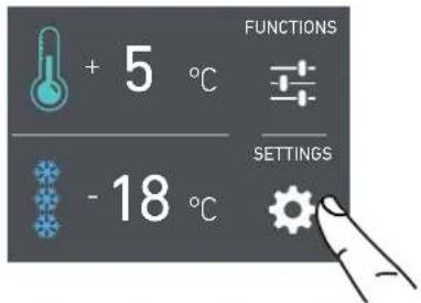 + 5 °C - 18 °C FUNCTIONS SETTINGS