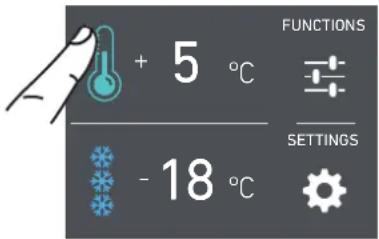 + 5 °C - 18 °C FUNCTIONS SETTINGS