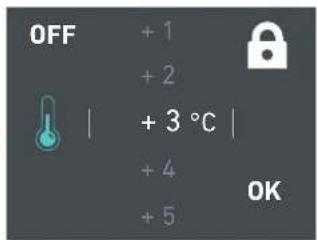 OFF + 1 + 2 | + 3 °C | + 4 + 5 OK