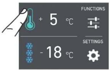 + 5 °C - 18 °C FUNCTIONS SETTINGS