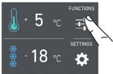 + 5 °C - 18 °C FUNCTIONS SETTINGS