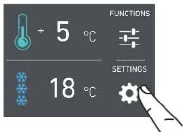 + 5 °C -18 °C FUNCTIONS SETTINGS