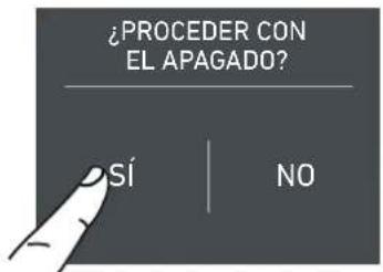 ¿PROCEDER CON EL APAGADO? SÍ | NO