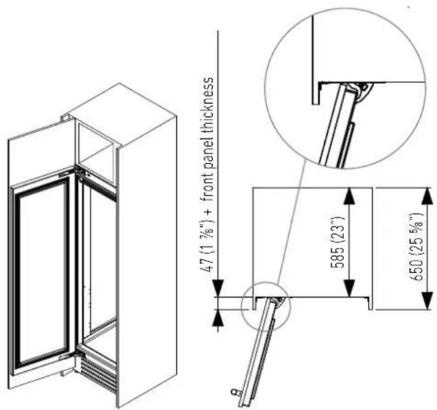 Fulgor Milano F7IBM36O1-R - Maximum cabinet depth over "Integrated" refrigerator with single door panel - 1