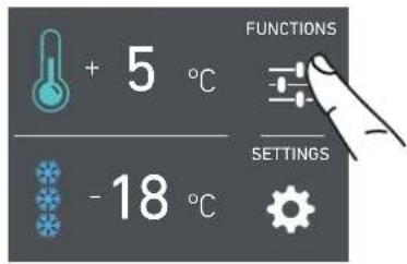 + 5 °C -18 °C FUNCTIONS SETTINGS