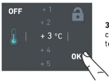 OFF + 1 + 2 + 3 °C | + 4 + 5 OK 3 co te