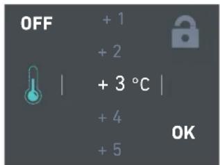 OFF + 1 + 2 + 3 °C | + 4 + 5 OK