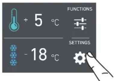 + 5 °C - 18 °C FUNCTIONS SETTINGS