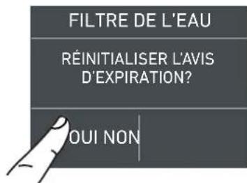 FILTRE DE L'EAU RÉINITIALISER L'AVIS D'EXPIRATION? OUI NON
