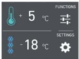 + 5 °C - 18 °C FUNCTIONS SETTINGS
