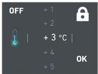 OFF + 1 + 2 | + 3 °C | + 4 + 5 OK