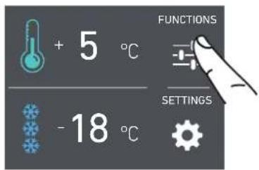 + 5 °C -18 °C FUNCTIONS SETTINGS