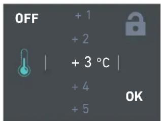 OFF + 1 + 2 | + 3 °C | + 4 + 5 OK