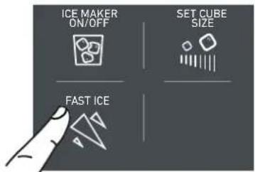 ICE MAKER ON/OFF SET CUBE SIZE FAST ICE