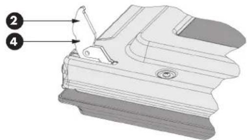 Technical diagram of a mechanical component with numbered annotations pointing to features