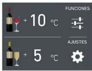 FUNCIONES + 10 °C + 5 °C AJUSTES