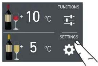 FUNCTIONS + 10 °C + 5 °C SETTINGS