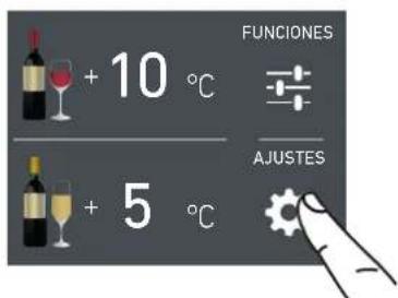 FUNCIONES + 10 °C AJUSTES + 5 °C