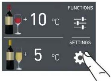 FUNCTIONS + 10 °C + 5 °C SETTINGS