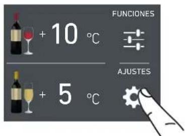 FUNCIONES + 10 °C AJUSTES + 5 °C