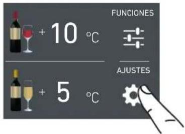 FUNCIONES + 10 °C AJUSTES + 5 °C