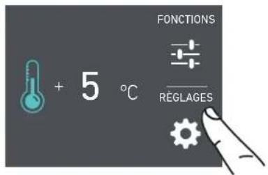FONCTIONS + 5 °C RÉGLAGES