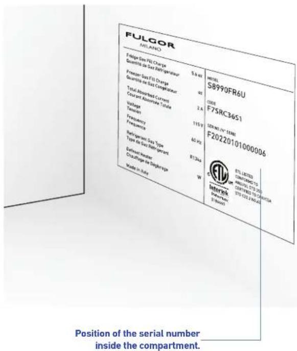 Fulgor Milano F7IRC24O1-L - Model / serial identification - 1