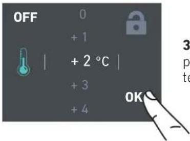 OFF 0 + 1 + 2 °C | + 3 + 4 OK