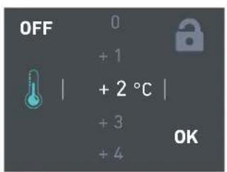 OFF 0 + 1 + 2 °C | + 3 + 4 OK