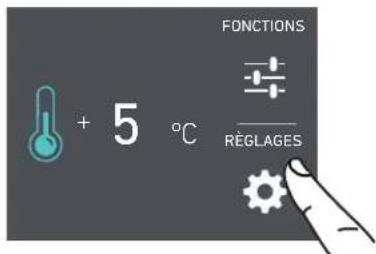 FONCTIONS + 5 °C RÉGLAGES
