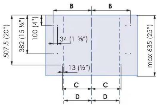 Fulgor Milano F7IRC30O1-L - Overlay panels layout for appliance with glass door and one bottom-drawer - 5