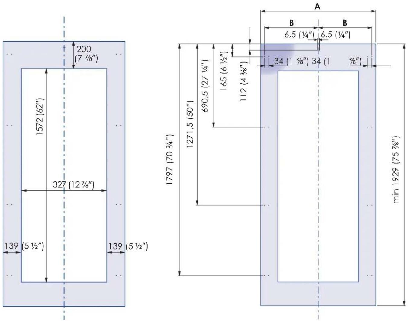 Fulgor Milano F7IRC30O1-L - Diseño de paneles decorativos para columna con puerta de cristal - 2