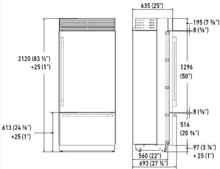 Fulgor Milano F7IRC30O1-L - B Appliance height - 3