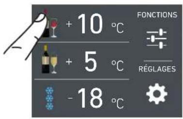 + 10 °C + 5 °C - 18 °C FONCTIONS RÉGLAGES