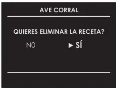Fulgor Milano F7DP30B1 - Borrar una receta Personalizada: - 1
