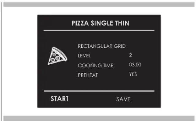 Fulgor Milano F7SP30S1 - Selecting an already-set "CLASSIC PIZZA" recipe: - 1