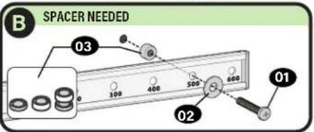 B SPACER NEEDED 03 100 400 500 600 02 01