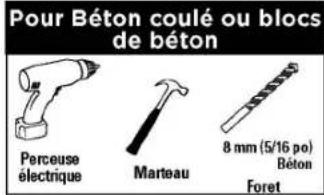 Pour Béton coulé ou blocs de béton Perceuse électrique Marteau 8 mm (5/16 po) Béton Foret