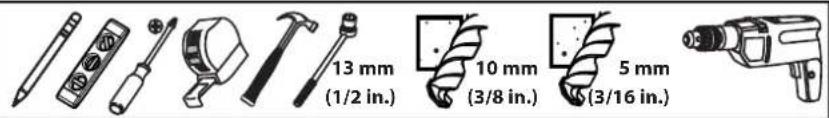 13 mm (1/2 in.) 10 mm (3/8 in.) 5 mm (3/16 in.)