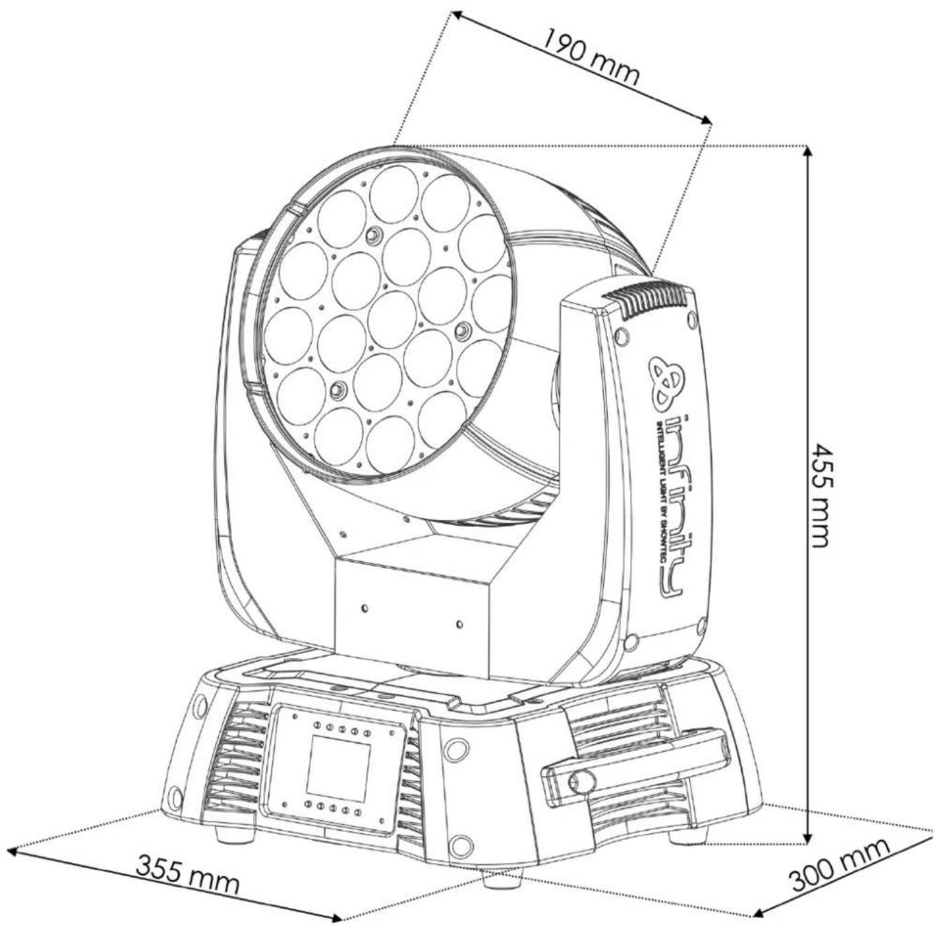190 mm 455 mm 355 mm 300 mm INFLU INTelligent LIGHT BY SHONTEC