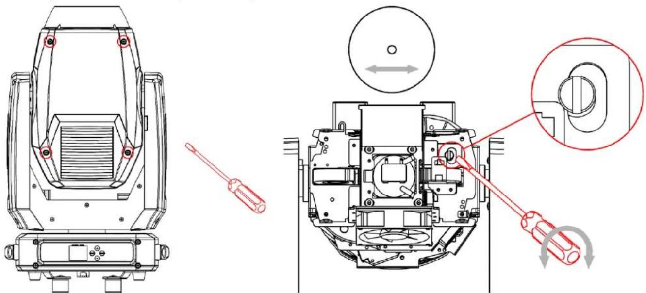 Showtec Phantom 12R Hybrid - Ajustement de la lampe - 1