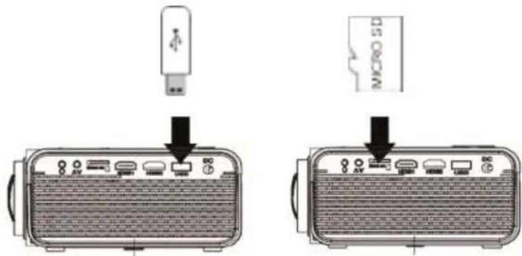 Prixton Lumière - Instalación del dispositivo USB y de la tarjeta Micro SD "TF": - 1